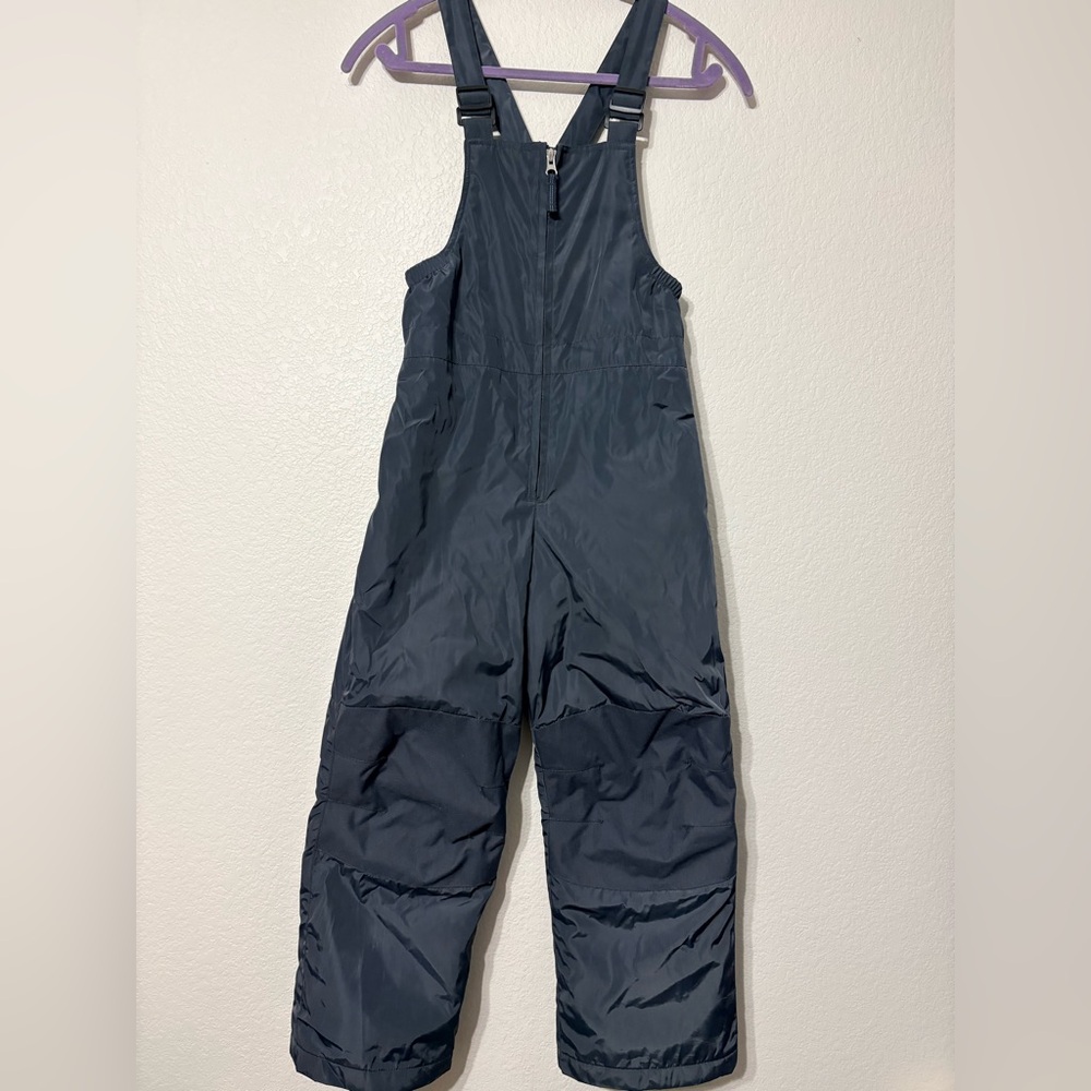 Lands' End Kids' Black Snow Bib Overalls Adj Straps Articulated Knees. Size 8